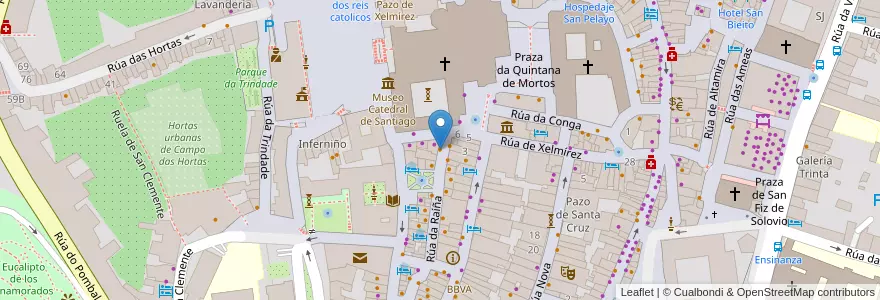 Mapa de ubicacion de O Barazal en İspanya, Galicia / Galiza, A Coruña, Santiago, Santiago De Compostela.