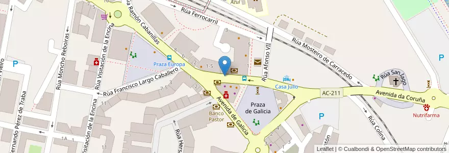 Mapa de ubicacion de O Burgo en Spagna, Galizia, A Coruña, A Coruña, Culleredo.