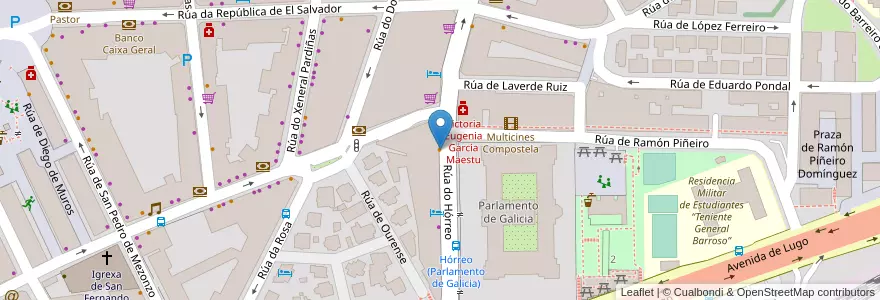 Mapa de ubicacion de O Recucho d'Fonso en Испания, Галисия, А-Корунья, Santiago, Santiago De Compostela.