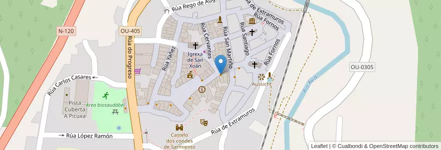 Mapa de ubicacion de O Xudio en Spanien, Galicien, Ourense, O Ribeiro, Ribadavia.
