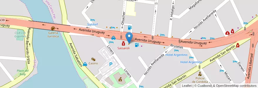 Mapa de ubicacion de Oaxaca en Argentine, Córdoba, Departamento Punilla, Pedanía San Roque, Municipio De Villa Carlos Paz, Villa Carlos Paz.