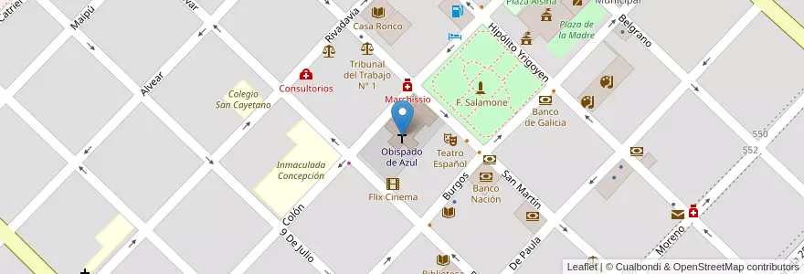 Mapa de ubicacion de Obispado de Azul en Argentina, Buenos Aires, Partido De Azul.