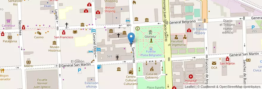 Mapa de ubicacion de Obispado de Jujuy en Argentina, Jujuy, Departamento Doctor Manuel Belgrano, Municipio De San Salvador De Jujuy.