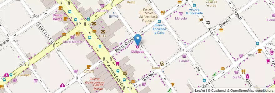 Mapa de ubicacion de Obligado, Belgrano en 아르헨티나, Ciudad Autónoma De Buenos Aires, 부에노스아이레스, Comuna 13.