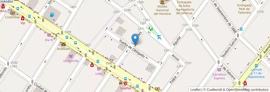 Mapa de ubicacion de Obligado en アルゼンチン, Ciudad Autónoma De Buenos Aires, ブエノスアイレス, Comuna 14.