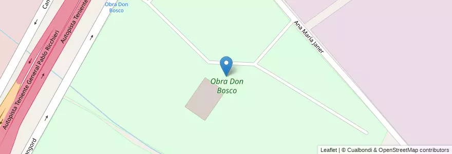 Mapa de ubicacion de Obra Don Bosco en Arjantin, Buenos Aires, Partido De La Matanza, Aldo Bonzi.