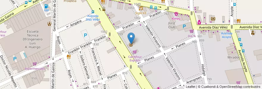 Mapa de ubicacion de Obra Social Ciudad de Buenos Aires, Caballito en 아르헨티나, Ciudad Autónoma De Buenos Aires, 부에노스아이레스, Comuna 6.