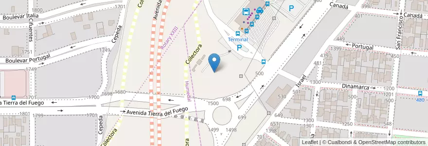 Mapa de ubicacion de Obrador 3 CPC en الأرجنتين, محافظة سانتا كروز, تشيلي, Deseado, Caleta Olivia.
