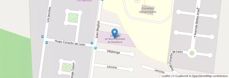 Mapa de ubicacion de Obrador de Municipalidad de Rivadavia en アルゼンチン, サンフアン州, チリ, Rivadavia.
