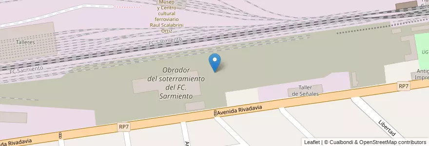 Mapa de ubicacion de Obrador del soterramiento del FC. Sarmiento en الأرجنتين, بوينس آيرس, Partido De Morón, Haedo.