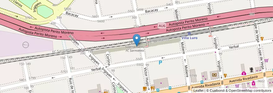 Mapa de ubicacion de Obrador Soterramiento FC Sarmiento, Villa Luro en Arjantin, Ciudad Autónoma De Buenos Aires, Buenos Aires, Comuna 10.