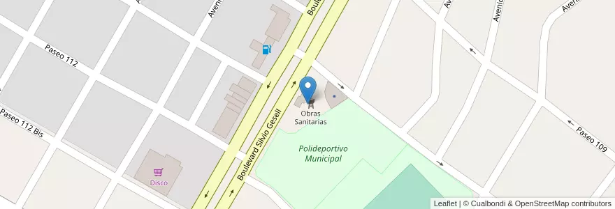 Mapa de ubicacion de Obras Sanitarias en Argentina, Buenos Aires, Partido De Villa Gesell.