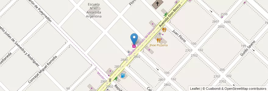 Mapa de ubicacion de Obras Sociales en アルゼンチン, ブエノスアイレス州, Partido De La Matanza, Haedo.