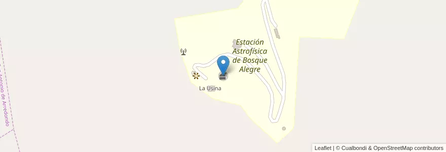 Mapa de ubicacion de Observatorio Astronómico Bosque Alegre en アルゼンチン, コルドバ州, Departamento Santa María, Departamento Punilla.