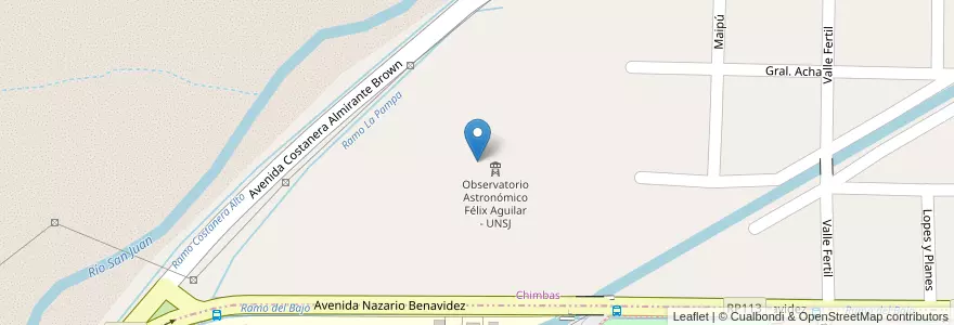 Mapa de ubicacion de Observatorio Astronómico Félix Aguilar - UNSJ en Arjantin, San Juan, Şili, Rivadavia.