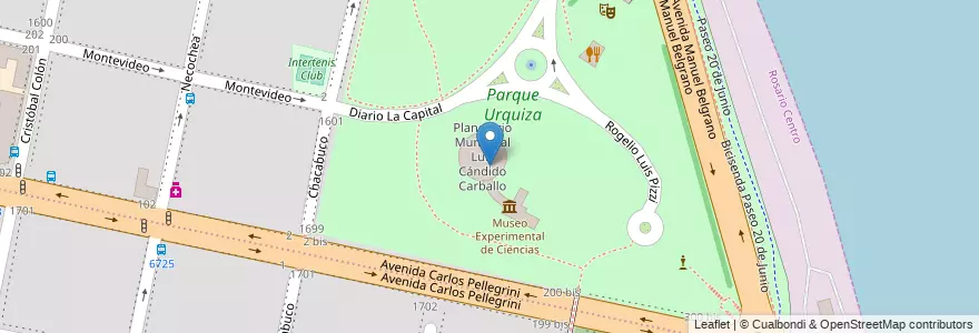 Mapa de ubicacion de Observatorio Astronómico Profesor Victorio Capolongo en 아르헨티나, Santa Fe, Departamento Rosario, Municipio De Rosario, 로사리오.