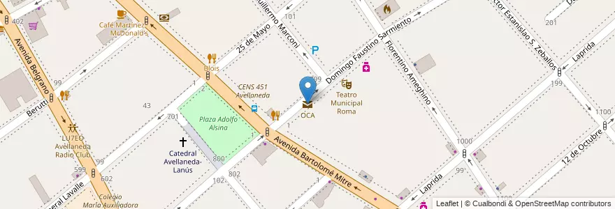 Mapa de ubicacion de OCA en Arjantin, Buenos Aires, Partido De Avellaneda, Avellaneda.