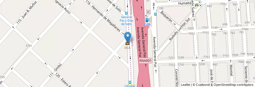 Mapa de ubicacion de OCA en Arjantin, Buenos Aires, Partido De Tres De Febrero, Ciudadela.