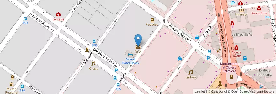 Mapa de ubicacion de OCA en Arjantin, Santa Cruz, Şili, Mercado De La Ciudad, Deseado, Caleta Olivia.