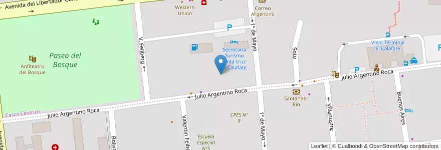 Mapa de ubicacion de Oca en آرژانتین, منطقه ماژلان و جنوبگان شیلی, شیلی, استان سانتا کروس، آرژانتین, El Calafate, Lago Argentino.