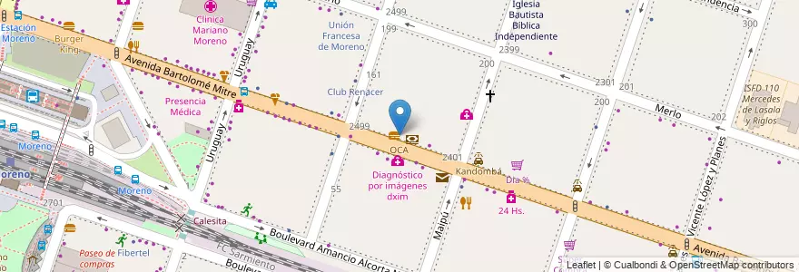 Mapa de ubicacion de OCA en Argentina, Buenos Aires, Partido De Moreno, Moreno.