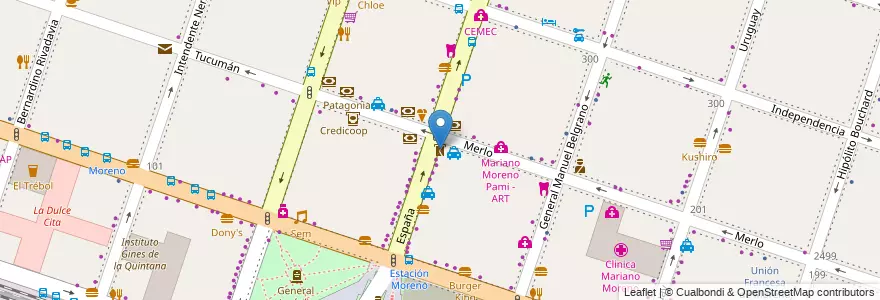 Mapa de ubicacion de OCA en Arjantin, Buenos Aires, Partido De Moreno, Moreno.