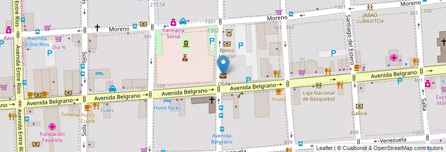Mapa de ubicacion de OCA, Montserrat en 阿根廷, Ciudad Autónoma De Buenos Aires, Comuna 1, 布宜诺斯艾利斯.