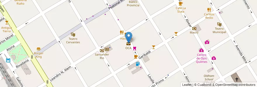 Mapa de ubicacion de OCA en Argentina, Buenos Aires, Partido De Quilmes, Quilmes.