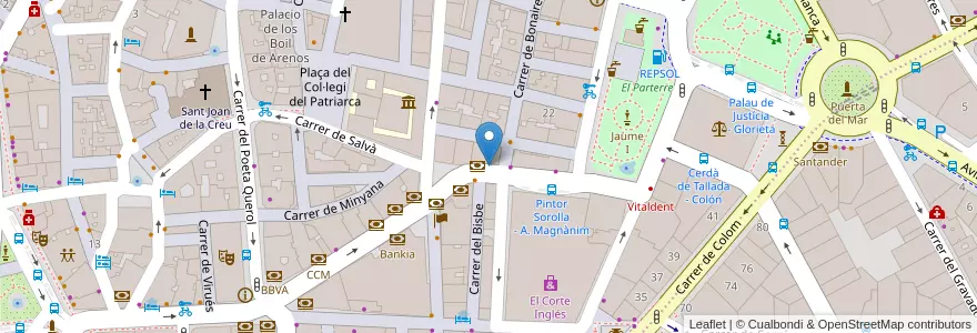 Mapa de ubicacion de Ocaso Seguros en İspanya, Comunitat Valenciana, València / Valencia, Comarca De València, València.