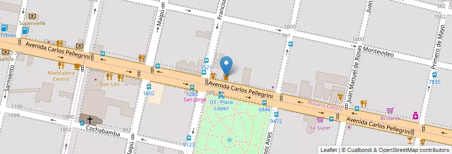Mapa de ubicacion de O'Conell's en アルゼンチン, サンタフェ州, Departamento Rosario, Municipio De Rosario, ロサリオ.