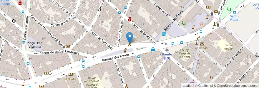 Mapa de ubicacion de ODAF DISTRICTE 1 Y 2 en スペイン, カタルーニャ州, Barcelona, バルサルネス, Badalona, Santa Coloma De Gramenet.