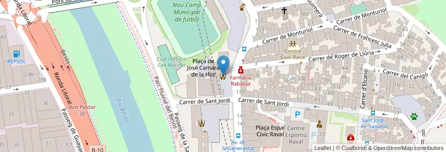 Mapa de ubicacion de ODAF DISTRICTE 5 en إسبانيا, كتالونيا, برشلونة, بارسلونس, Santa Coloma De Gramenet.