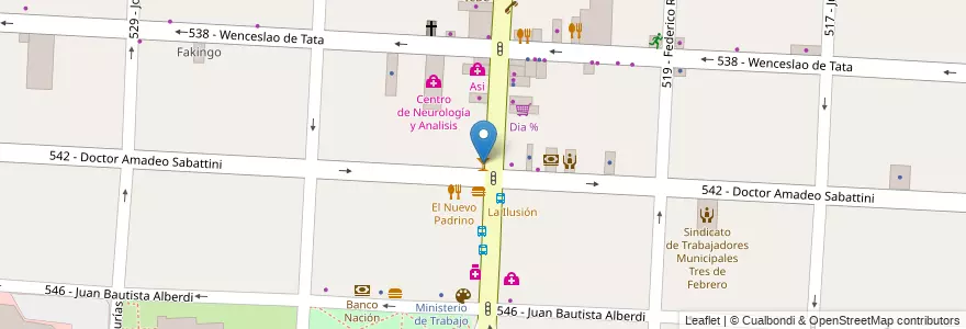 Mapa de ubicacion de Odeón en アルゼンチン, ブエノスアイレス州, Partido De Tres De Febrero, Caseros.