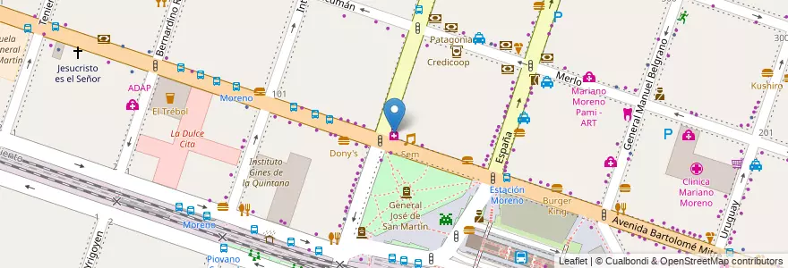 Mapa de ubicacion de Odeón en Arjantin, Buenos Aires, Partido De Moreno, Moreno.