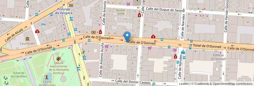 Mapa de ubicacion de O'DONNELL, CALLE, DE,10 en 스페인, Comunidad De Madrid, Comunidad De Madrid, Área Metropolitana De Madrid Y Corredor Del Henares, 마드리드.