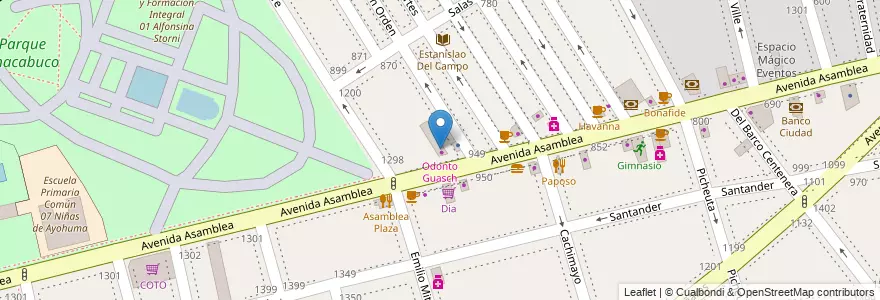 Mapa de ubicacion de Odonto Guasch, Parque Chacabuco en Arjantin, Ciudad Autónoma De Buenos Aires, Comuna 7, Buenos Aires.