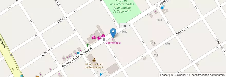 Mapa de ubicacion de Odontología en 阿根廷, 布宜诺斯艾利斯省, Partido De Berazategui, Berazategui.