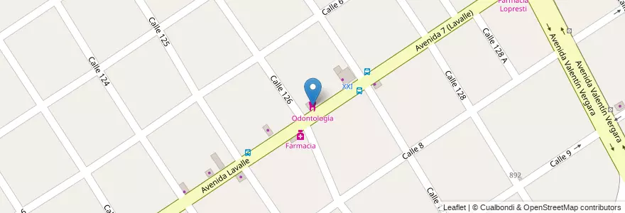 Mapa de ubicacion de Odontología en Argentinië, Buenos Aires, Partido De Berazategui, Berazategui.