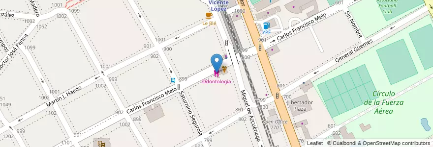 Mapa de ubicacion de Odontologia en Arjantin, Buenos Aires, Partido De Vicente López, Vicente López.