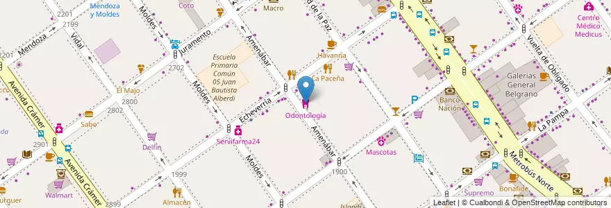 Mapa de ubicacion de Odontología, Belgrano en Argentinië, Ciudad Autónoma De Buenos Aires, Buenos Aires, Comuna 13.