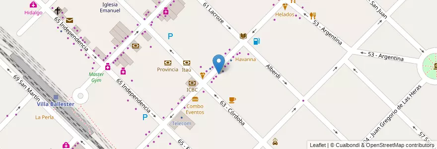 Mapa de ubicacion de Odontológia Implantes & Estética en Argentina, Provincia Di Buenos Aires, Partido De General San Martín, Villa Ballester.