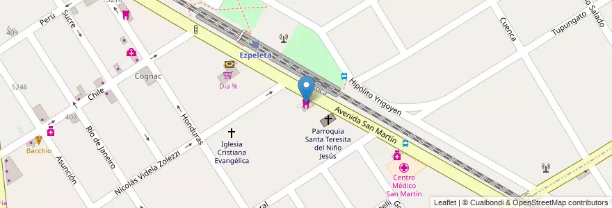 Mapa de ubicacion de Odontología Integral en アルゼンチン, ブエノスアイレス州, Partido De Quilmes, Ezpeleta.