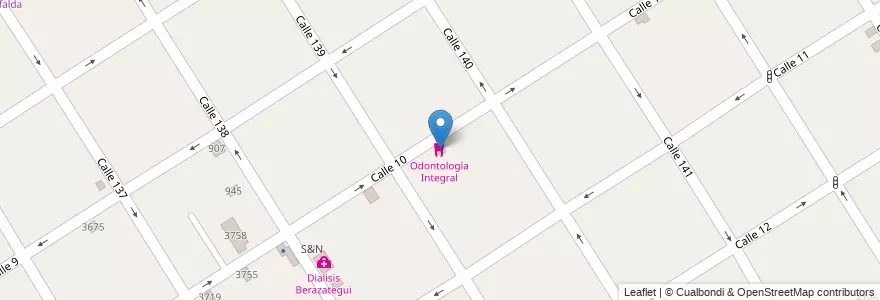Mapa de ubicacion de Odontología Integral en الأرجنتين, بوينس آيرس, Partido De Berazategui, Berazategui.