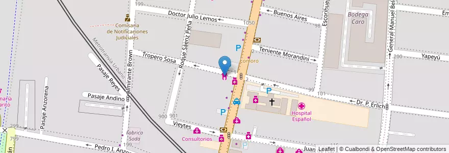 Mapa de ubicacion de Odontologia Mendoza en Arjantin, Şili, Mendoza, Godoy Cruz, Departamento Godoy Cruz, Distrito Ciudad De Godoy Cruz.