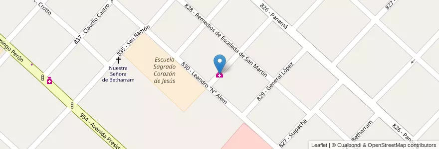 Mapa de ubicacion de Odontomogia en 阿根廷, 布宜诺斯艾利斯省, Partido De Tres De Febrero, Martín Coronado.