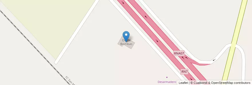 Mapa de ubicacion de Oeste Bombas en アルゼンチン, チリ, メンドーサ州, Departamento Maipú, Distrito Rodeo Del Medio.