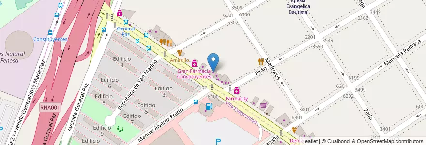 Mapa de ubicacion de Ofelia Ojeda Peluqueria, Villa Urquiza en Аргентина, Буэнос-Айрес, Comuna 12, Буэнос-Айрес.