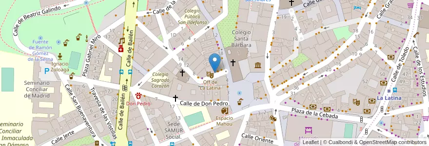 Mapa de ubicacion de Off de La Latina en Spanien, Autonome Gemeinschaft Madrid, Autonome Gemeinschaft Madrid, Área Metropolitana De Madrid Y Corredor Del Henares, Madrid.