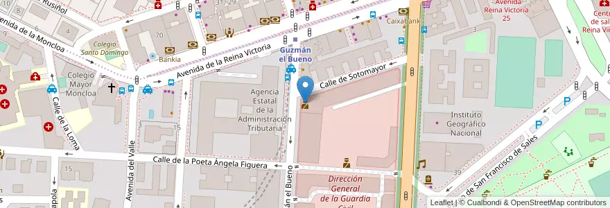 Mapa de ubicacion de Oficina Atención al Ciudadano. Guardia Civil en スペイン, マドリード州, Comunidad De Madrid, Área Metropolitana De Madrid Y Corredor Del Henares, Madrid.