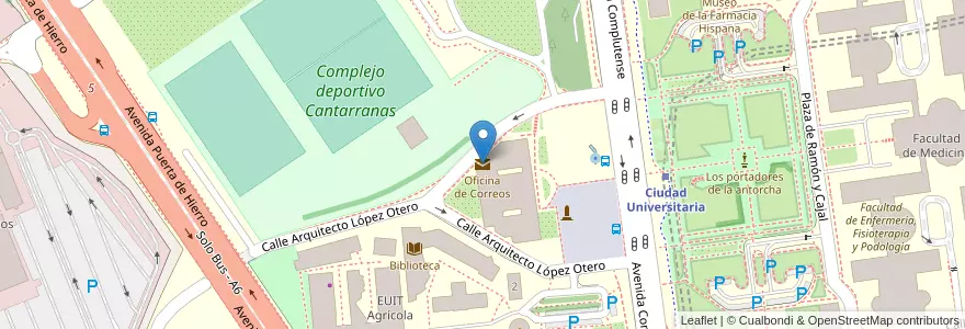 Mapa de ubicacion de Oficina de Correos en 西班牙, Comunidad De Madrid, Comunidad De Madrid, Área Metropolitana De Madrid Y Corredor Del Henares, Madrid.